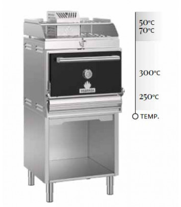 HORNO DE CARBÓN INDUSTRIAL CON MUEBLE y soporte bandejas Mibrasa HMB MA SB 75