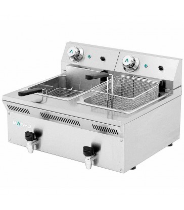 FREIDORA ELÉCTRICA 2 CUERPOS DE SOBREMESA CON GRIFOS MAINHO ELF-62EMG