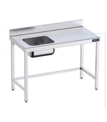 Mesa mural Distform gama 600 con cubeta integrada en acero inoxidable