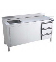 Mesa mural Distform gama 600 con cubeta, puertas correderas y cajones