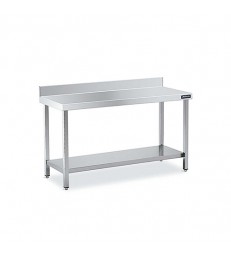 Mesa mural Distform altura 600 gama 600 con estante inferior y peto posterior