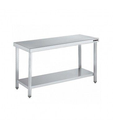 Mesa central Distform gama 700 con estante inferior en acero inoxidable