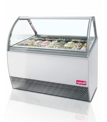 Vitrina expositora de helados ISA Millennium LX18 con 18 sabores y diseño curvado profesional