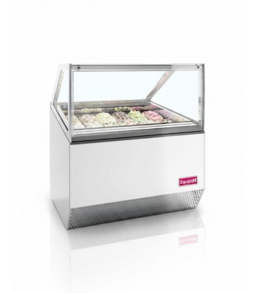 Vitrina expositora de helados ISA Millennium ST12 con cristal plano y 12 sabores Napoli