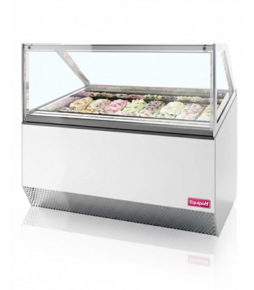 Vitrina expositora de helados ISA Millennium ST16 con frontal plano calefactado y 16 sabores Napoli