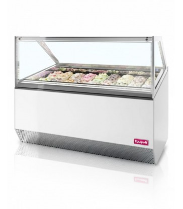Vitrina expositora de helados ISA Millennium ST18 con cristal plano y capacidad para 18 sabores