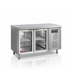 Mesa fría refrigerada TEFCOLD CK7210G GN1/1 con puertas de cristal y acero inoxidable SS304