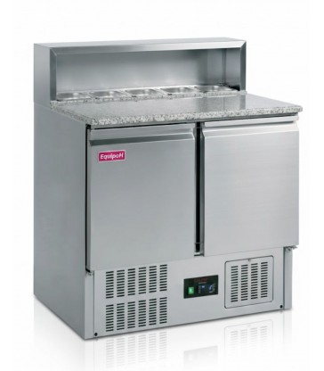 Mesa fría de pizza TEFCOLD GP92 con encimera de granito y refrigeración ventilada GN1/1