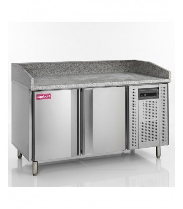 Mesa fría para pizza TEFCOLD PT1200 con guías 400x600 y encimera de granito profesional