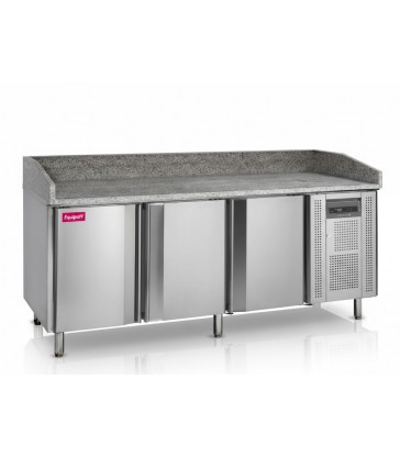 Mesa fría para pizza TEFCOLD PT1300 con guías 400x600 y encimera de granito de gran capacidad