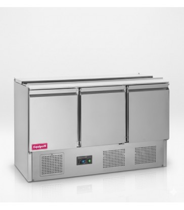 Mesa fría saladette TEFCOLD SA1365 GN1/1 con parte superior abierta y 3 puertas inox