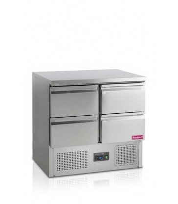 Mesa fría saladette TEFCOLD SA914 GN1/1 con 4 cajones refrigerados en acero inoxidable