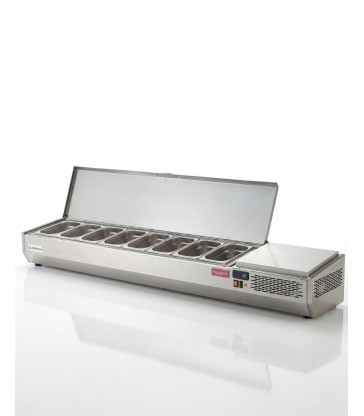 Vitrina refrigerada para ingredientes Edenox EIT-225 HC con tapa inox y 10 cubetas GN