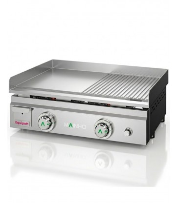 Plancha a gas MAINHO MAX-60GCR semiranurada cromada profesional alto rendimiento