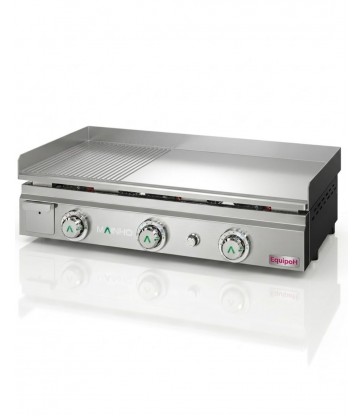 Plancha a gas MAINHO MAX-80GCR semiranurada cromada profesional alto rendimiento