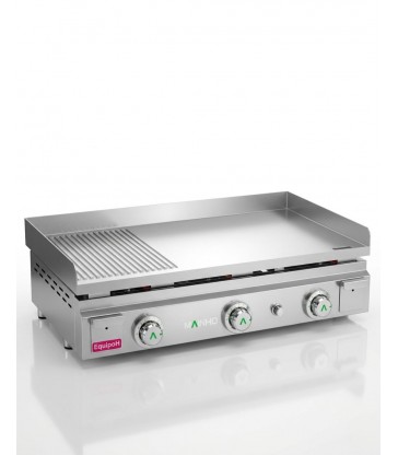 Plancha a gas MAINHO MAX-100GCR semiranurada cromada profesional alto rendimiento