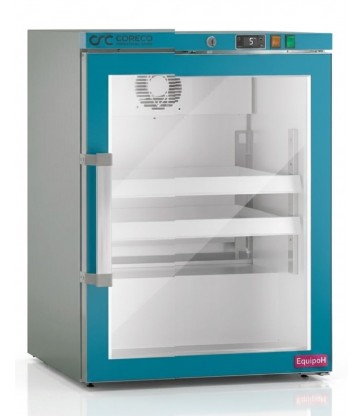 Armario refrigerado farmacia Coreco MPHV-150 compacto con puerta de cristal y control digital