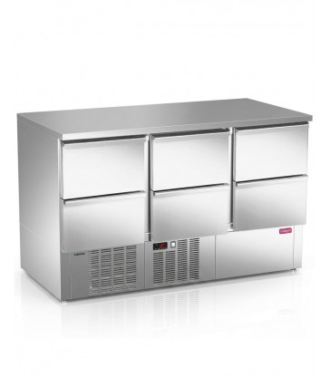 Mesa refrigerada Edenox MPG-140 NS HHH con 6 cajones GN 1/1 máxima organización profesional