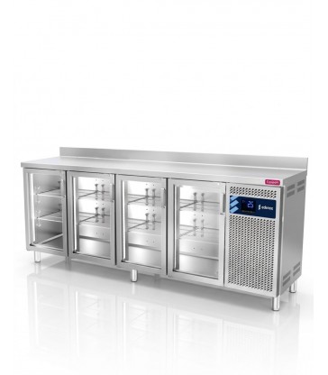 Bajo mostrador refrigerado Edenox MPG-225 HC PC GN 1/1 4 puertas de cristal