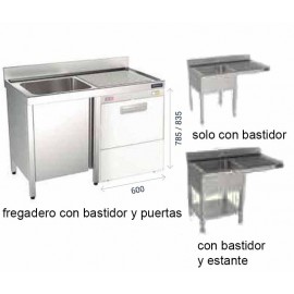 FREGADERO FONDO 550 BASTIDOR, PUERTAS BATIENTES Y ESPACIO PARA LAVAVAJILLAS