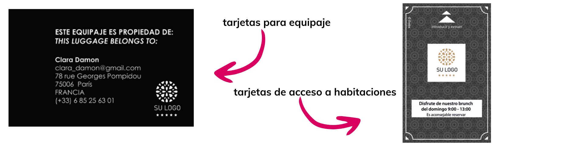 tarjetas para equipaje con edikio guest